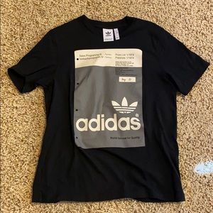 Adidas New Black Tee with Design - Size: Medium